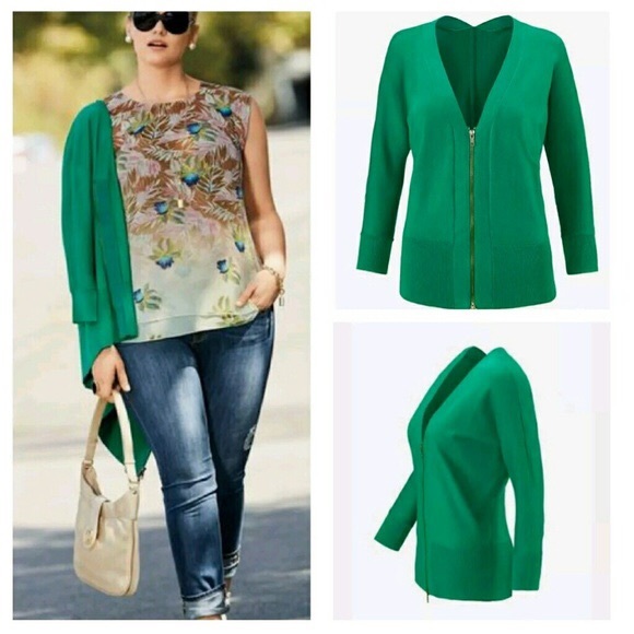 CAbi Sweaters - Cabi | 5142 green zipper front sweater